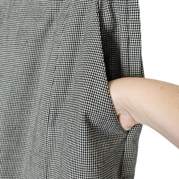 Houndstooth Wool Blend A-Line Skirt Pocket Side Zipper Fish Tail Midi Office 7/8 - Picture 6 of 11
